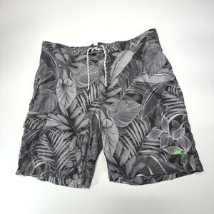 Tommy Bahama Black White Tropical Swim Trunks Men's XL Board Shorts